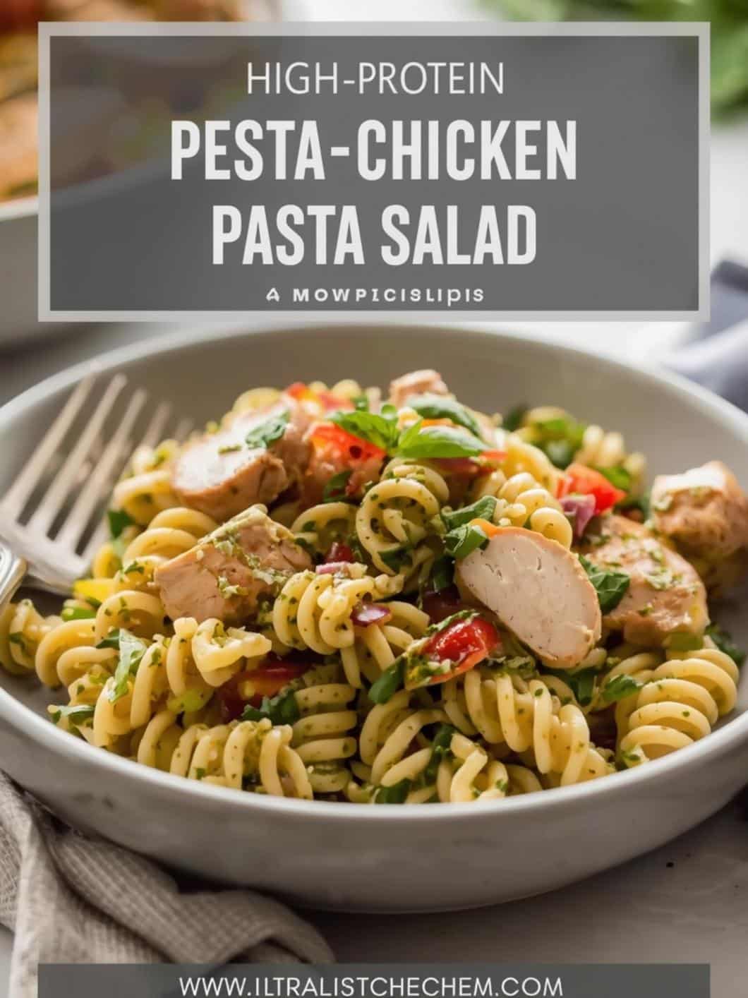 High-Protein Pesto Chicken Pasta Salad (Healthy Lunch)