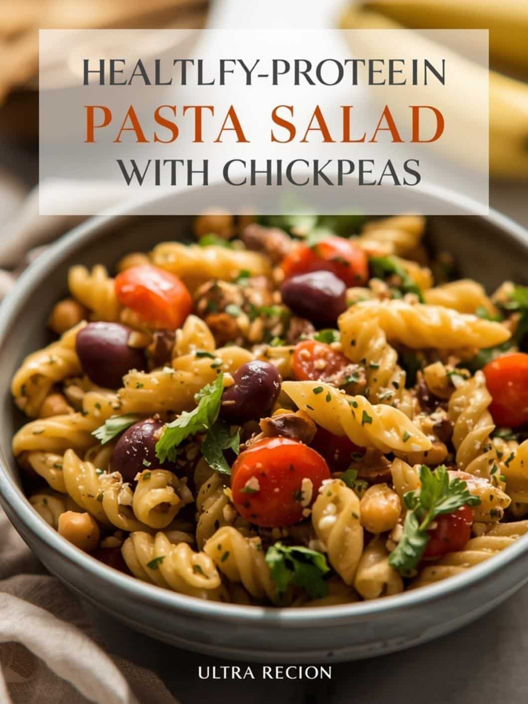 High-Protein Veggie Pasta Salad with Chickpeas (Healthy Lunch Ideas)