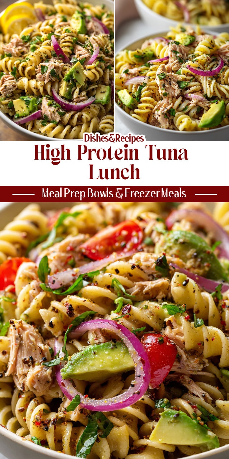 Lemon Pepper Tuna Pasta Salad: High Protein Lunch