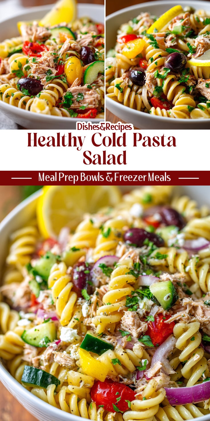 Healthy Cold Pasta Salad for Dinner: Mediterranean Tuna Protein Pasta Salad