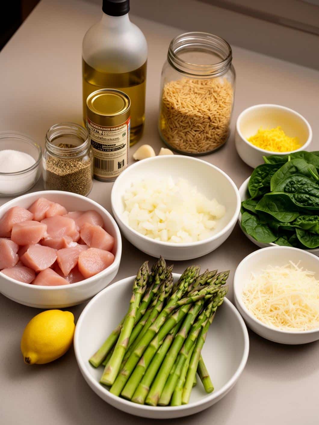 One Pot Lemon Chicken Orzo with Asparagus & Spinach (30 Minutes)