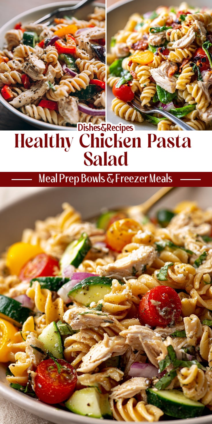 Healthy Chicken Pasta Salad for Lunch at Work