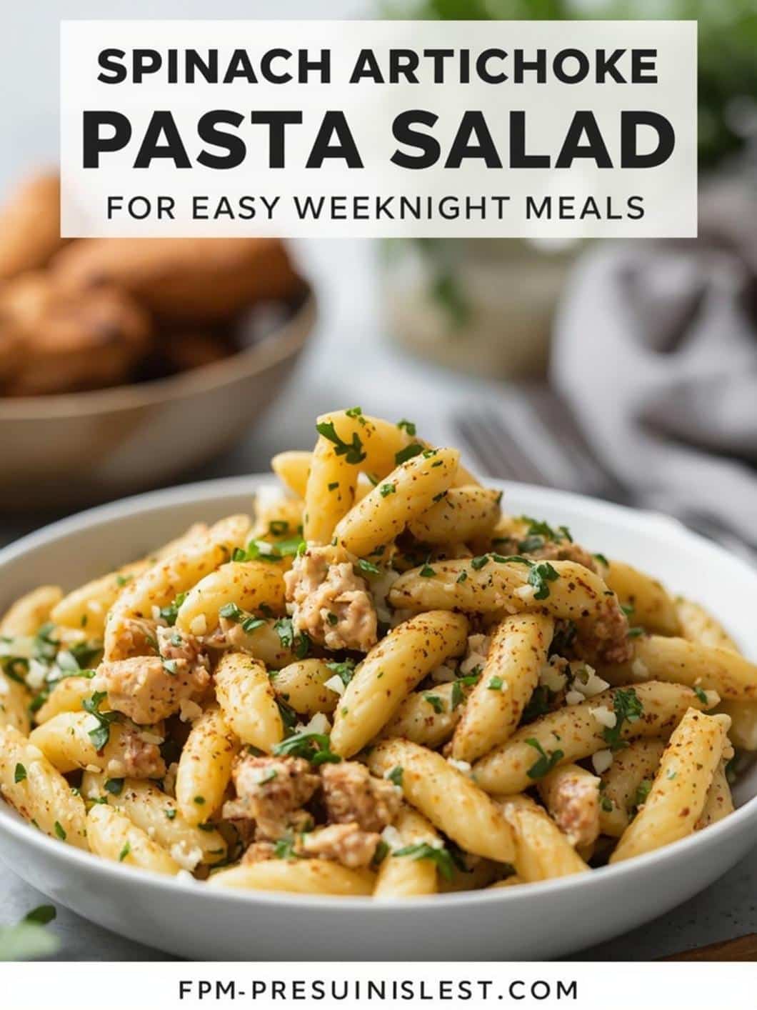 Spinach Artichoke Protein Pasta Salad for Easy Weeknight Meals