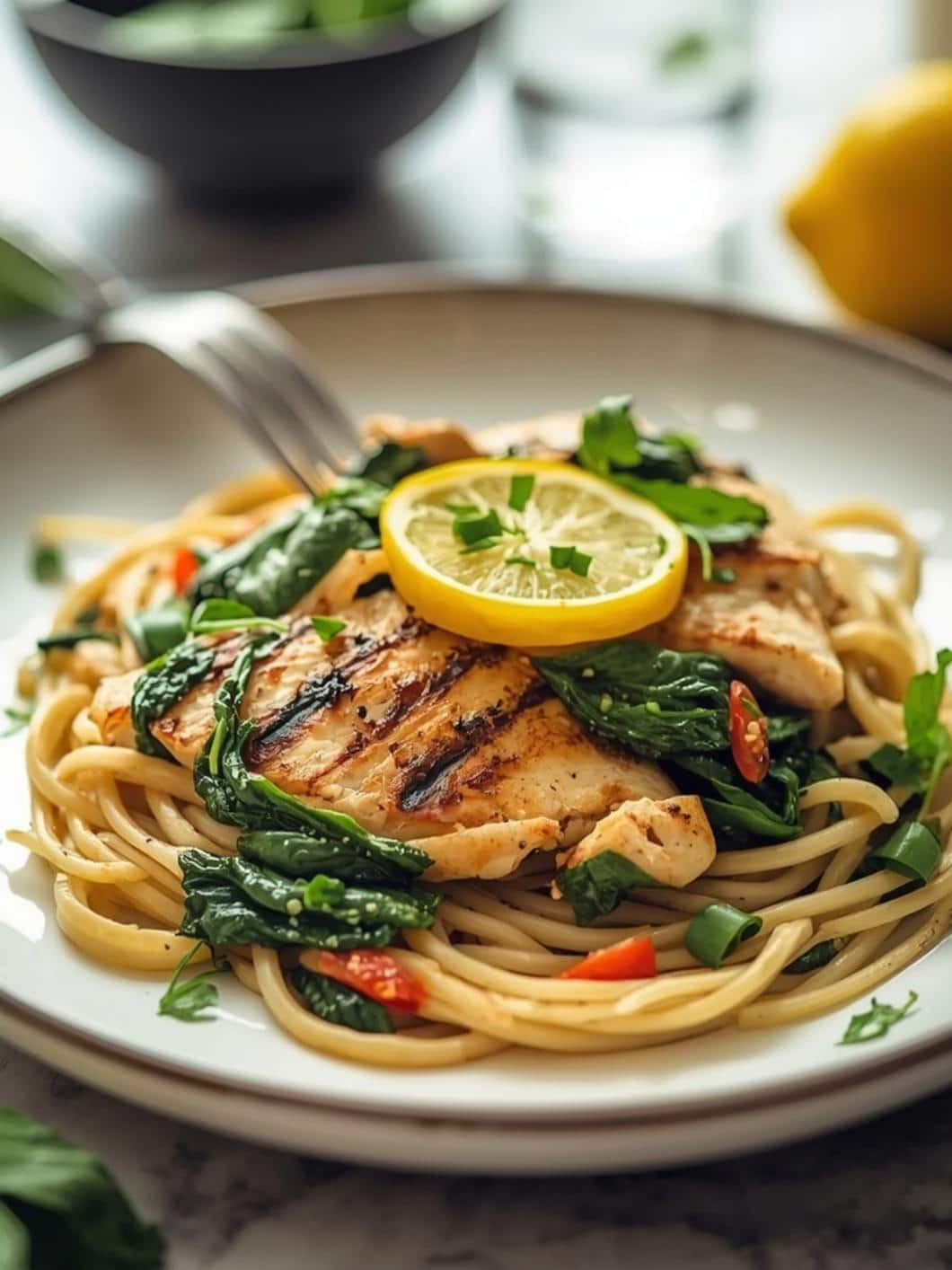 Spring Chicken Pasta with Spinach & Lemon (30 Minutes)