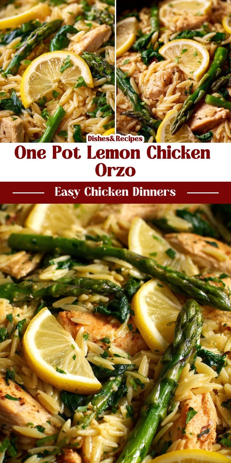 One Pot Lemon Chicken Orzo with Asparagus & Spinach (30 Minutes)