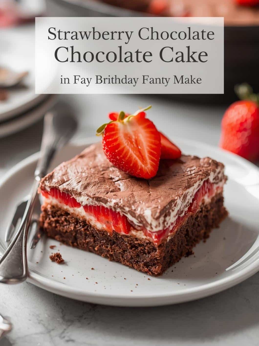 Strawberry Chocolate Skillet Cake for Parties