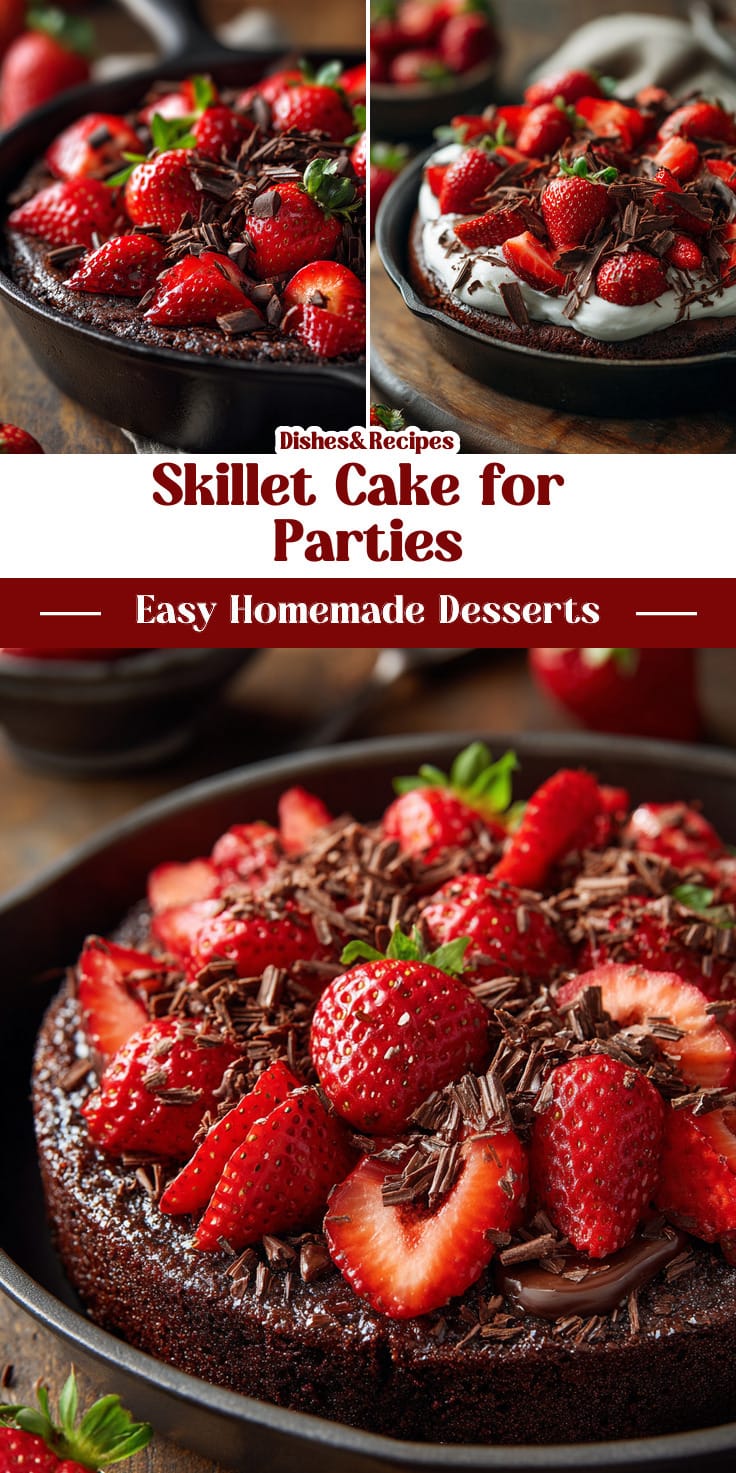 Strawberry Chocolate Skillet Cake for Parties