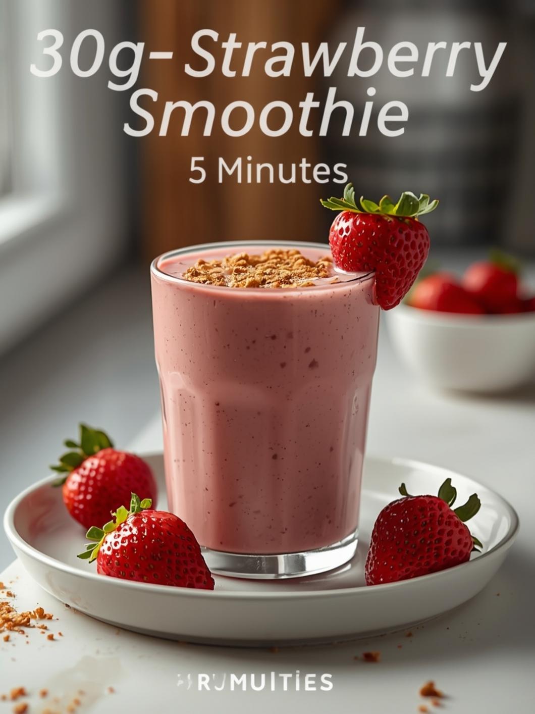 30g Protein Strawberry Smoothie (5 Minutes)