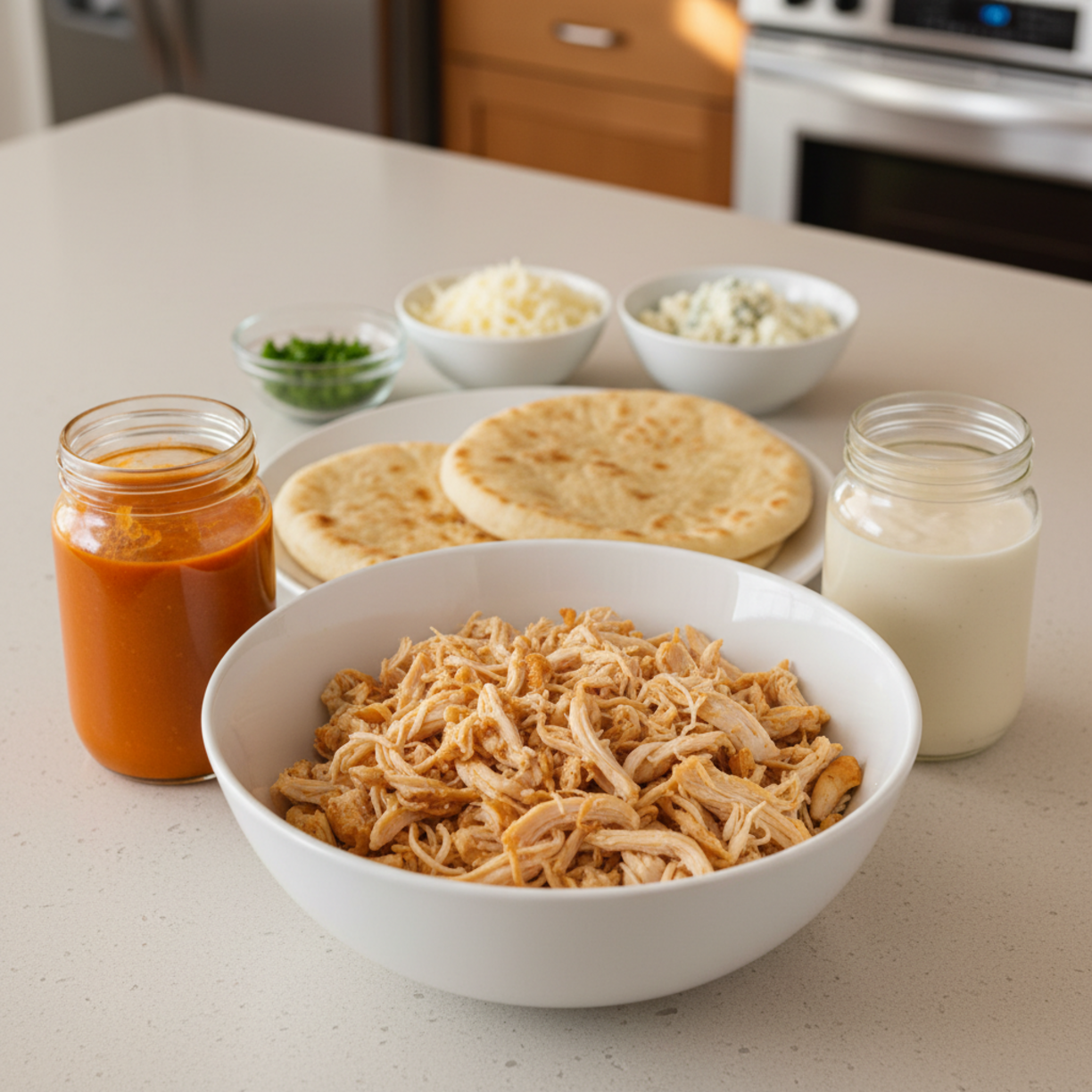 Buffalo Chicken Flatbread (Quick Dinner Idea)