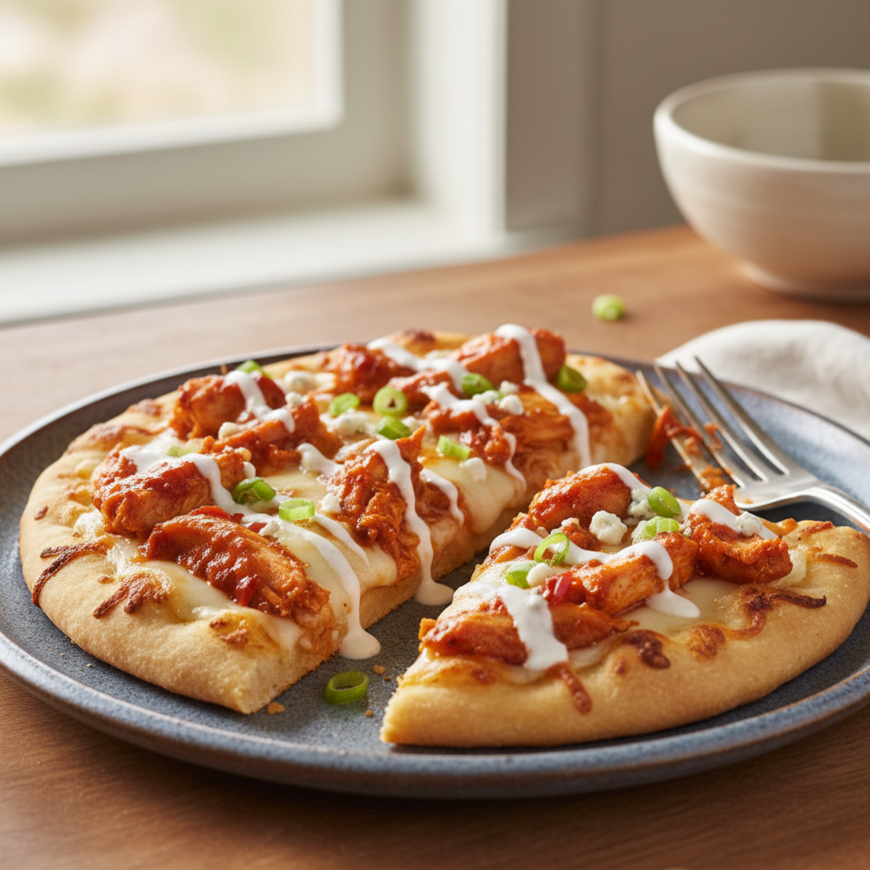 Buffalo Chicken Flatbread (Quick Dinner Idea)