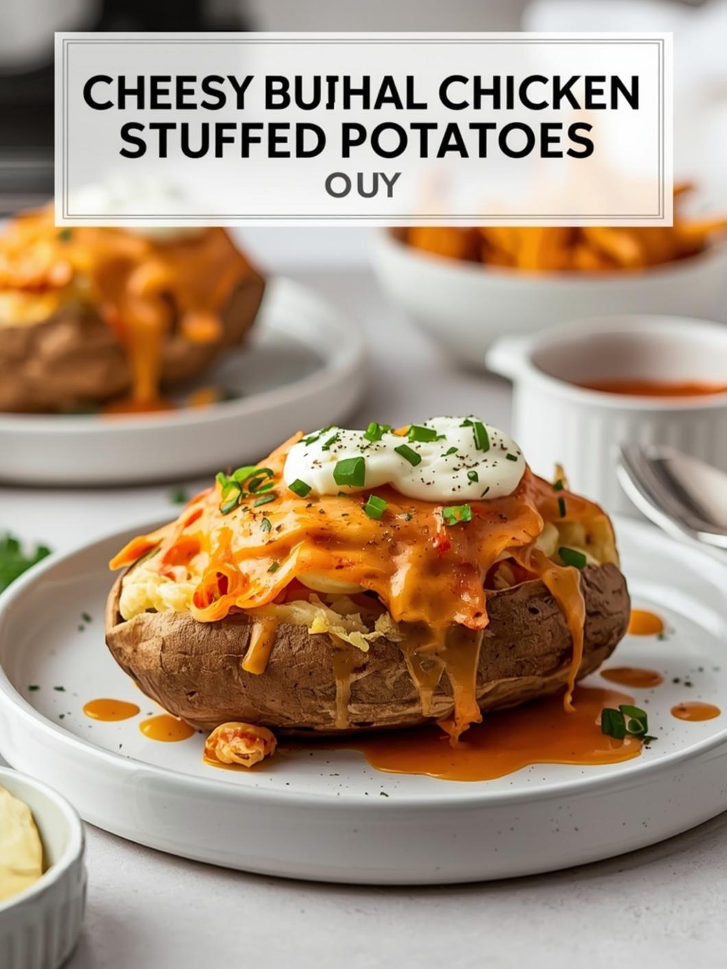 Cheesy Buffalo Chicken Stuffed Potatoes (Easy Weeknight Meal)