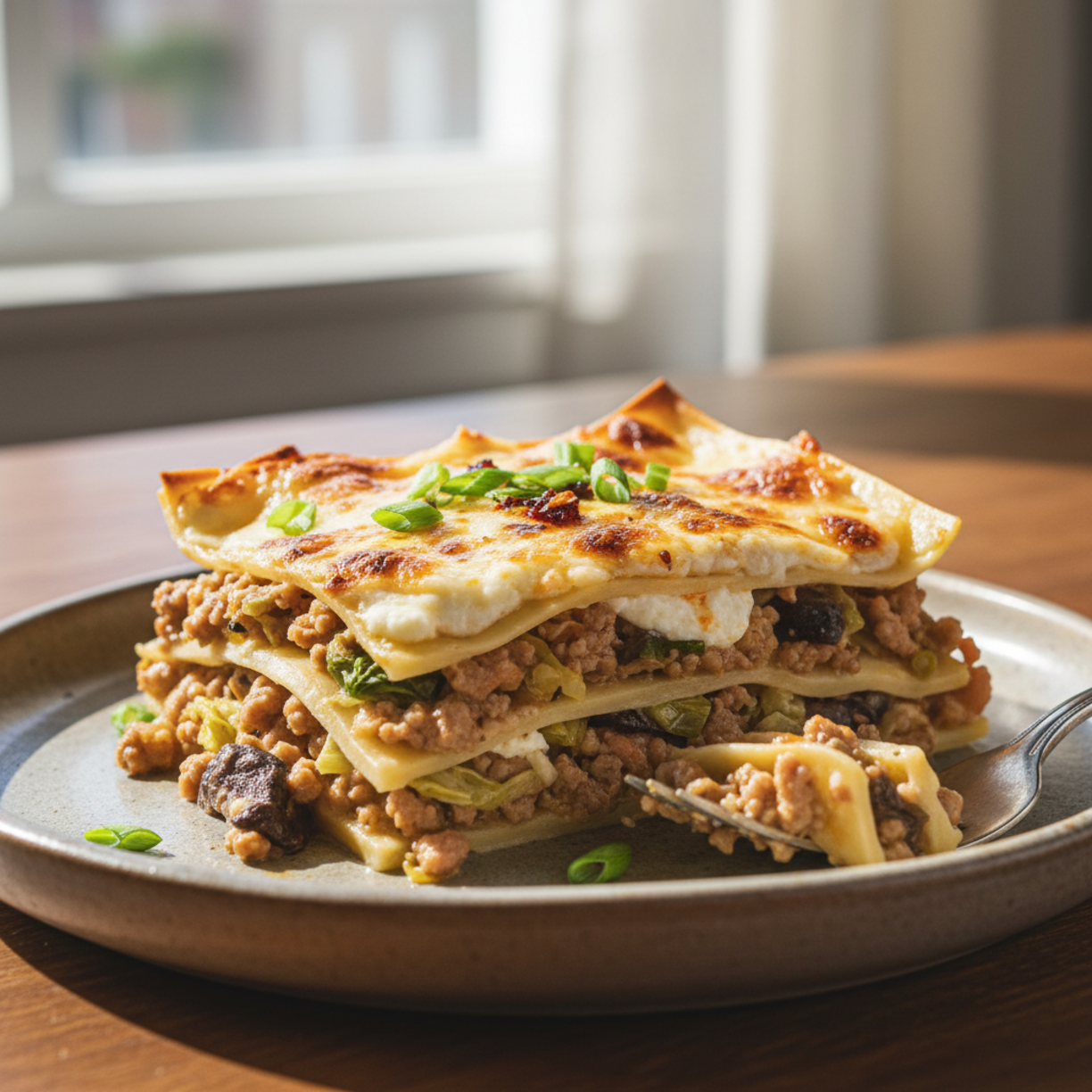 Dumpling Lasagna: Comfort Food Dinner (Fusion Recipe)