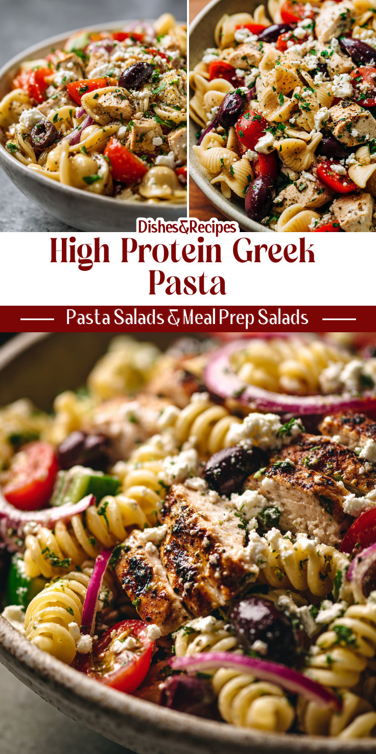 High Protein Greek Pasta Salad for Easy Meal Prep
