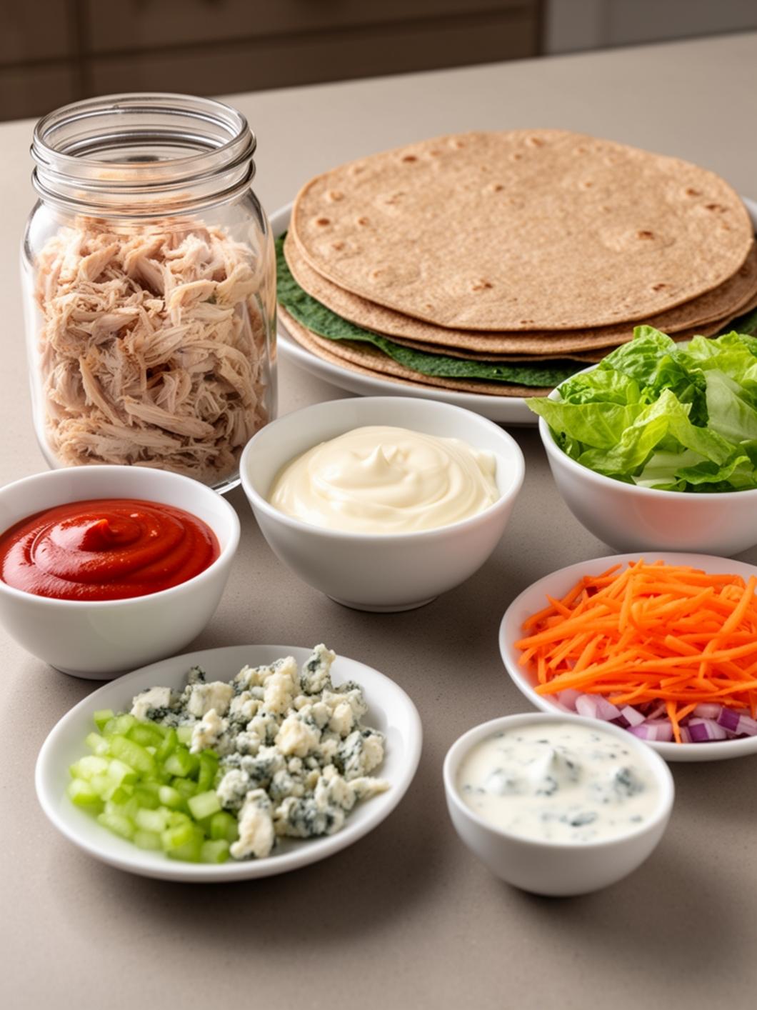 Healthy Buffalo Chicken Wrap for Cold Packed Lunch