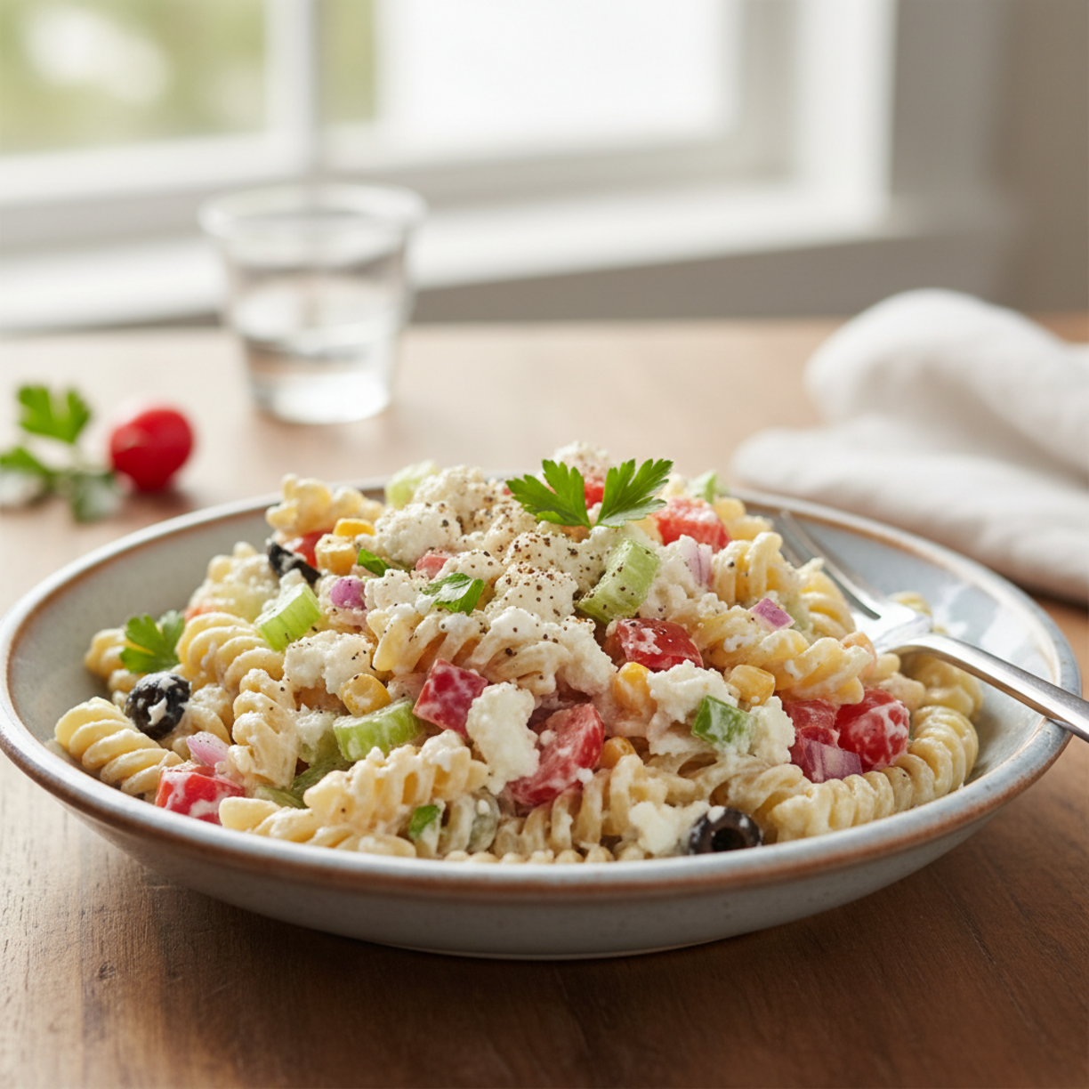 High Protein Cottage Cheese Pasta Salad (Healthy Meal Prep)