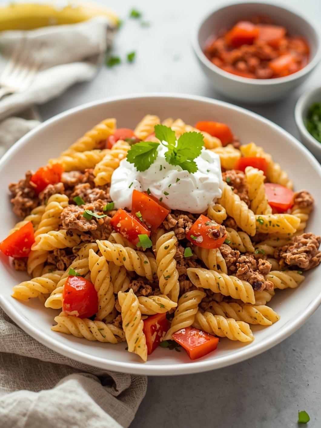 High Protein Taco Pasta Salad for Easy Meal Prep