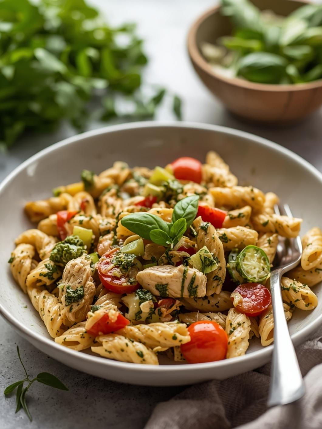 Pesto Chicken Pasta Salad for Summer Gatherings
